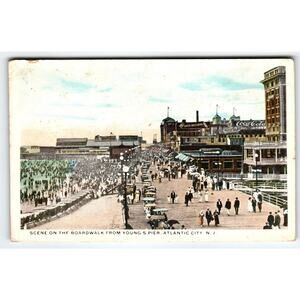 Atlantic City NJ Postcard 1910s Coca Cola Sign Smith Brothers Youngs Pier Hotels